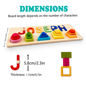 Juguete de madera apilable con letras y formas coloridas personalizadas para el aprendizaje de los niños - Product Image 4