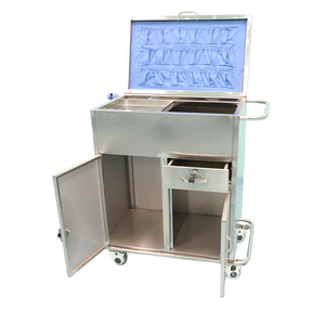 렉캉 B11 완전 밀폐형 스테인리스 4륜 이동식 의료 카트-잠금 가능한 소생 트롤리 의약품 캐비닛 - Product Image 2