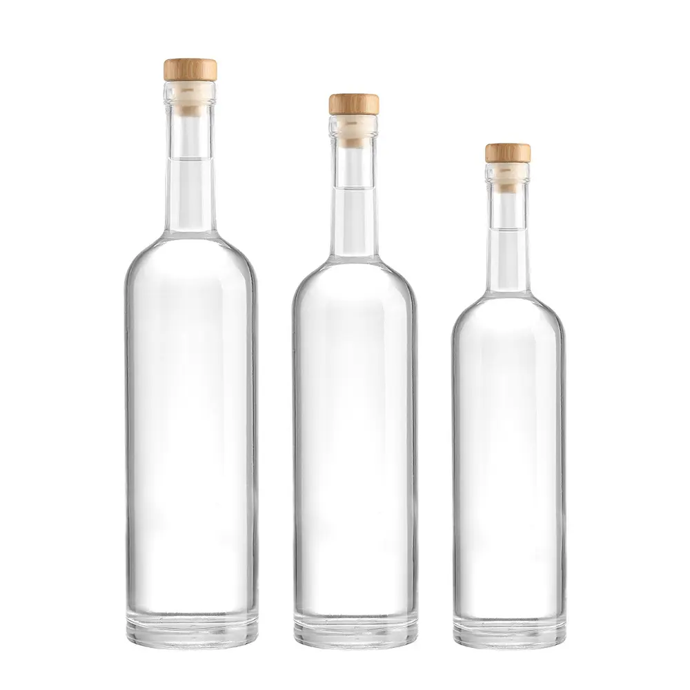 Vodka whisky wine bottle empty bottle round crystal white material glass bottles 350ml/500ml/750ml red wine bottle