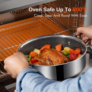 High Quality Ceramic Nonstick 4.5QT Capacity Triply Stainless Steel Frying <b>Pan</b> Saute <b>Pan</b> Glass Cover Induction Ready Dishwasher - Product Image 3