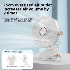 Cross-border New USB Charging Plastic Clip Fan With Brushless Motor 5-speed Silent for Student Dormitory Outdoor Stroller Use Si - Product Image 4