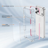 Coque de téléphone transparente de luxe à rayures colorées pour iPhone 18 Pro/18 Pro Max, coque de protection résistante aux chocs, coque de protection