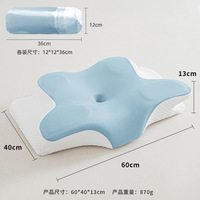Oreillers de lit ergonomiques en mousse à mémoire de forme, forme papillon concave, orthopédiques, rafraîchissants, anti-acariens, personnalisables