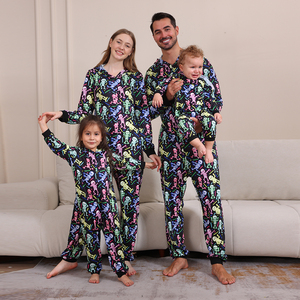 Atacado Barato de Alta Qualidade Trajes De Halloween Família Esqueletos Abóbora One Piece Jumpsuit Zipper up Halloween PJS Correspondência - Product Image 2