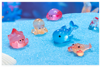 Dessin animé Mini résine lueur animaux Figurine minuscules créatures marines 3D poisson pieuvre ermite crabe baleine homard sacs aveugles poupée de jardin