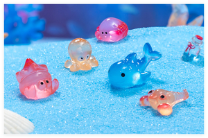 Dessin animé Mini résine lueur animaux <span class=keywords><strong>Figurine</strong></span> minuscules créatures marines 3D poisson pieuvre ermite crabe baleine homard sacs aveugles poupée de jardin - Product Image 3
