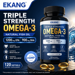 Private Label Men Triple Strength Omega 3 Fish Oil Softgels Natural Flavor 120 Softgels EPA DHA Dietary <b>Supplement</b> for Adults - Product Image 1