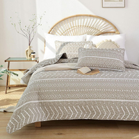 Vente en gros de 3 pièces ensemble de couette léger en diamant en polyester matelassé ultrasonique en coton drap de housse de couette d'hôtel vintage