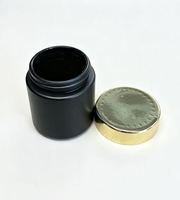 Pot en verre noir de 3,5 g et 7 g avec couvercle doré, résistant aux enfants, pour bonbons comestibles infusés, avec étiquette