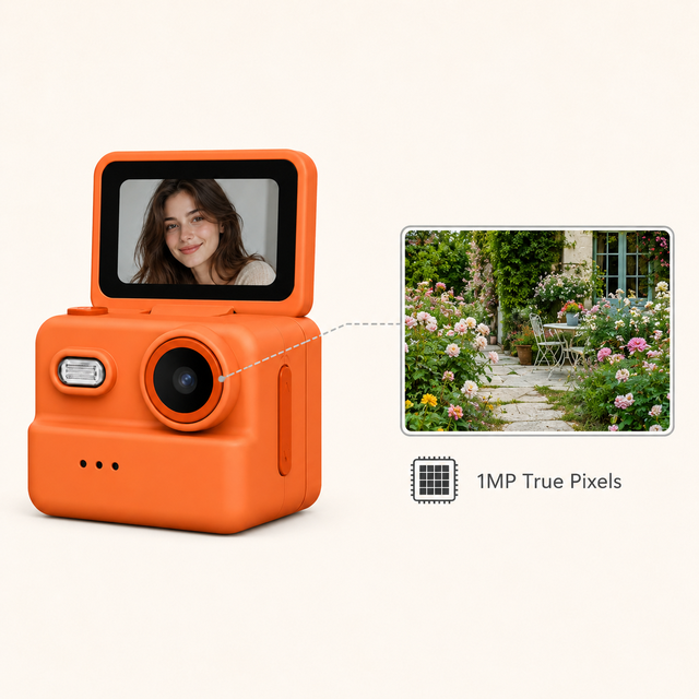Compact Vlogging Camera Mini Camera Flip Screen Selfie Kids Camera 16X Zoom Built in Flash Rechargeable Photo Video Thumb Camera