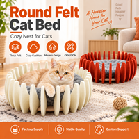 Lit pour chat rond en feutre OEM en gros, Nid moderne pour animaux de compagnie avec coussin doux, Couleur et taille personnalisables, Emballage