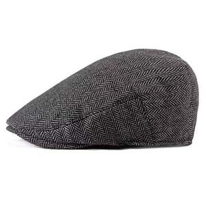 Hot Selling Spring Autumn <b>Men</b> Beret Hat Outdoor Casual Striped Vintage <b>Flat</b> Top <b>Cap</b> Ivy Hat - Product Image 5