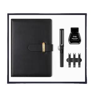 China whole sale market A5 notebook fountain pen 30ml ink and 3 pieces ink refill gift set for office