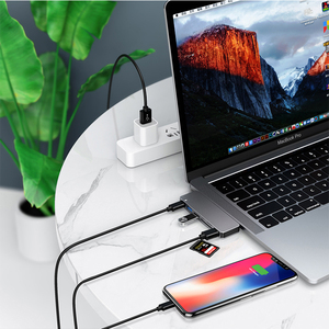 DC6S Macbook Pro ハブ デュアルポート USB-<span class=keywords><strong>C</strong></span> ハブ 2* USB-<span class=keywords><strong>A</strong></span> 3.0 カードリーダー Macbook Pro ハブ Macbook Air カードリーダー - Product Image 4