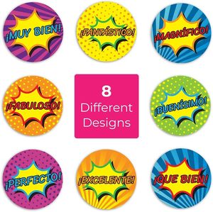 Autocollants de récompense personnalisés en espagnol pour enfants, motivation en classe, fournitures pour enseignants, achat en gros, étiquettes de motivation pour l'école et le bureau - Product Image 2