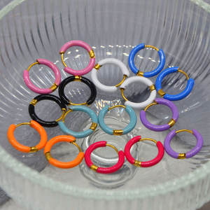 Châu Âu và Mỹ phổ biến thép không gỉ Bông tai men đầy màu sắc mạ vàng bông tai trang sức cho phụ nữ - Product Image 4