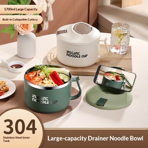 Contenitore per Noodle Istantanei Multicolore con Design Drenante, Grande Capacità, in <span class=keywords><strong>Acciaio</strong></span> <span class=keywords><strong>Inox</strong></span> 304, con Supporto per Telefono - Product Image 2