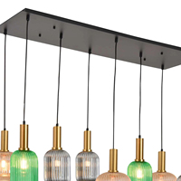 Plafonnier Shelby à Installation Facile, 8 Lumières LED Tulipe Combinées, Ambiance Chaleureuse, Maison et Bureau, Base en Acier et Verre, Montage en Surface