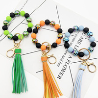 Offre Spéciale Coloré Glands Porte-clés Portefeuille Avec Bracelet Bracelet Bracelet Silicone Perles Bracelet Bracelet Portefeuille Porte-clés