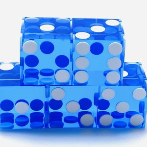 Approvisionnement direct usine – Dés de poker carrés en plastique transparents et colorés à points blancs, 19 mm, spéciaux allemands, à angle droit, vente en gros - Product Image 2