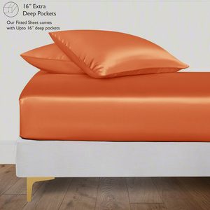 King Burnt Orange Tencel Lyocell doux léger respirant housse <span class=keywords><strong>de</strong></span> couette complète poche profonde drap ensemble <span class=keywords><strong>de</strong></span> draps <span class=keywords><strong>de</strong></span> literie - Product Image 4