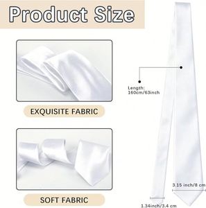 Cravate de sublimation pour homme, blanche, en polyester satiné, vierge pour transfert thermique et teinture DIY, pour mariage et fête - Product Image 2