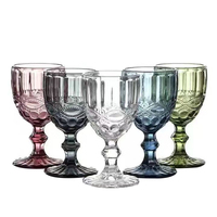 Fabricant de gobelets en verre personnalisés de 240 ml et 300 ml, design européen moderne, rouge, rose, gris, bleu, pour la décoration de mariage et de fête