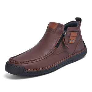 New Luxury Genuine Leather P-6000 <strong>Sneakers</strong> Flat <strong>Zip</strong> Fashion Cowhide Men Shoes Trending 47 48 Big Size Export European Factory - Product Image 1