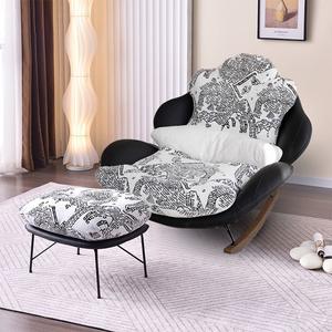 Chaises de salon modernes et luxueuses, grande chaise à bascule inclinable, canapé de chambre à coucher, meubles de relaxation simples et paresseux en métal et cuir pour adultes - Product Image 4