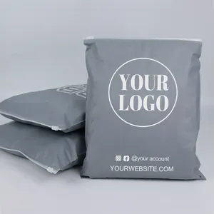 Groothandel Custom Kleding Verpakking Plastic Rits Tassen Recyclebare T-Shirts Pakket Matte Grey Custom Logo Gedrukt
