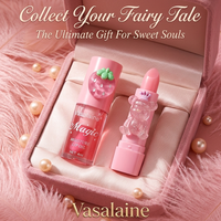 Baume à lèvres ours mignon en forme de fraise, gloss rose longue tenue hydratant, huile à lèvres liquide minérale végétalienne, ensemble de maquillage pour filles