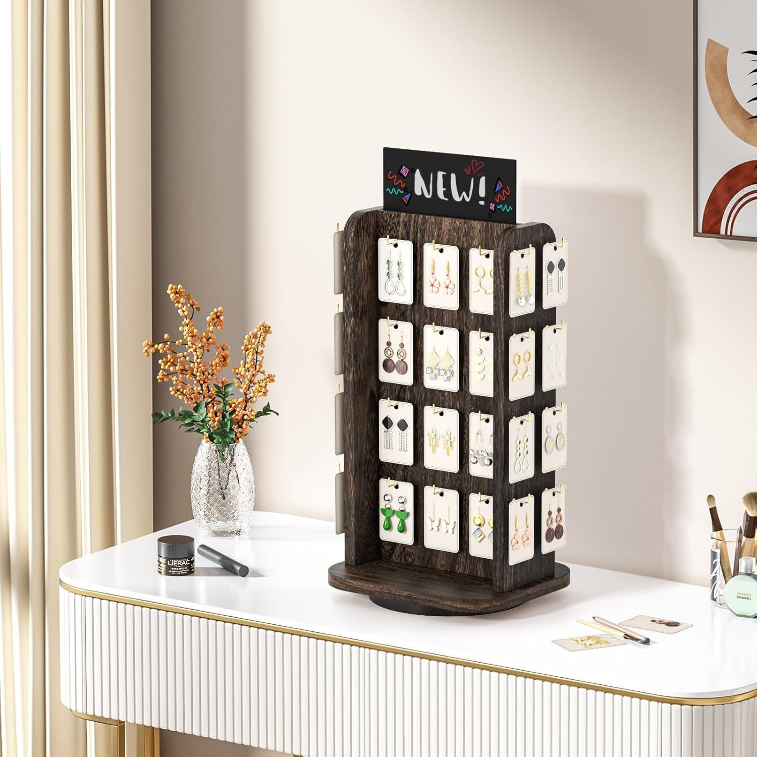 Apache Custom Wood Rotating Jewelry Display Stand Earring Display Rack for Jewelry Store — view 5