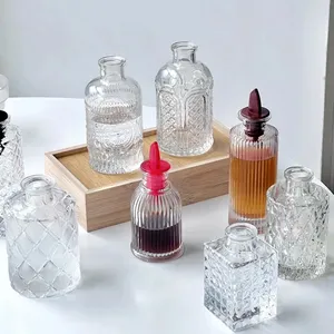 Embossed Classic Bitter Bottle Beveled Bitter Bottle 50ml 100ml Bitter Bottle Glass Liquor Pourer