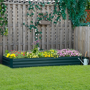 Para Outsunny 241x90,5x30cm Cama de jardín elevada de metal para exteriores Soporte de plantas para flores y hierbas Suministros de jardín - Product Image 2