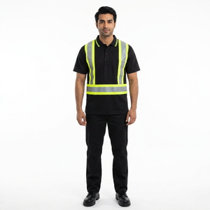 Polo de sécurité haute visibilité pour travailleurs avec logo imprimé par sublimation respirant, réfléchissant et imperméable - Product Image 1