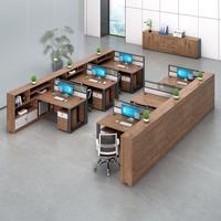 Table de bureau moderne et écologique en panneaux de bois pour 2 à 8 postes de travail avec cloisons, marque SCHH