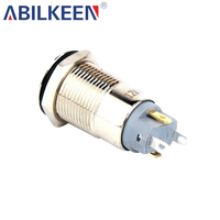Bouton poussoir à tête plate de 12 mm, type lumineux, en aluminium et acier inoxydable, IP65, pour équipement de contrôle industriel