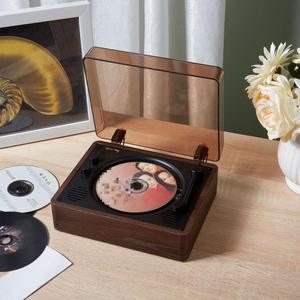 Reproductor de CD Retro de Madera con Cubierta Transparente Antipolvo, Decoración de Escritorio, Reproductor de Música de Alta Fidelidad con Perillas Ajustables - Product Image 2