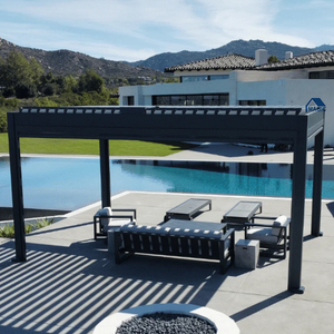 Magic Modern Motorized Aluminum <strong>Retractable</strong> <strong>Pergola</strong> with Waterproof Louvered Roof Bioclimatic Outdoor Patio Gazebo <strong>Canopy</strong> - Product Image 6