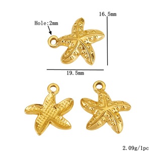 Dijes de vida marina de acero inoxidable con formas variadas para la elaboración de collares - Product Image 2