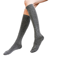 Chaussettes hautes pour femmes, respirantes, grises et blanches, à paillettes, tricotées brillantes, chaussettes de printemps, fabrication sur mesure en gros