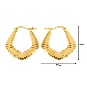 Retro Style Women's Stainless Steel Jewelry Bamboo Earrings with 18k Gold Plated <b>Titanium</b> U-Shaped Buckle Fashion Jewelry - Product Image 3