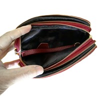 Dompet wanita kulit asli merek mewah dompet clutch bermerek untuk wanita tas tangan kecil dompet kulit ritsleting tas tangan Mini