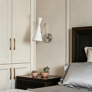 Applique murale LED, lampe murale intérieure moderne, luminaire en métal blanc réglable pour salon, chambre, hôtel, villa - Product Image 2