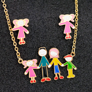 Famiglia personalizzata in acciaio inossidabile gioielli dolci padre madre e bambini collana collana famiglia smalto - Product Image 1