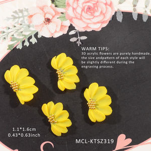6 uds Kawai serie amarilla hecha a mano Nail Art 5D <span class=keywords><strong>girasol</strong></span> acrílico hecho a mano flor encantos 3D diseño <span class=keywords><strong>uñas</strong></span> acrílico flor - Product Image 5