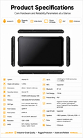 Tablet Android Tangguh 10.1 Inci Tahan Air IP67 MT6878 Octa Core 12GB 256GB GPS NFC Baterai 21560mAh untuk Grosir