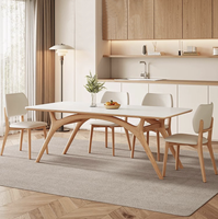 Table à manger moderne de luxe en bois marbré 6 places Modèle 3D élégant pour la cuisine ou la salle de bain Tea Time