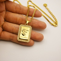 Vente en gros de pendentif diamant rectangulaire en acier inoxydable avec boîte plaquée or chaîne collier accessoire de bijouterie pour anniversaire mariage