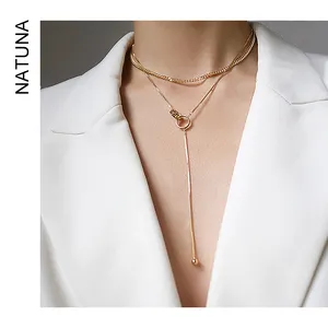 Gold Multi layered Necklace Collar Para Mujer Cool Style Long Tassel Collar Chain 925 Sterling Silver Necklace for Mothers Day